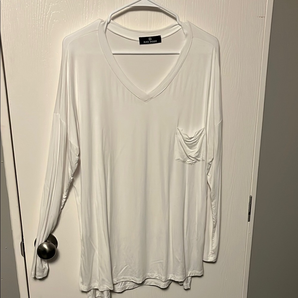Women's White V-Neck Top